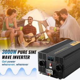 SucceBuy Pure Sine Wave Inverter 3000 Watt 5000 Watt AC 230V Inverter + USB Port LCD Display Remote Controller EU Outlets RV Use