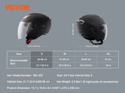 SucceBuy 3/4-Face Motorcycle Helmet , Smart Street ABS & High Density Helmet with Interchangeable Lens, Fit for Youth & Adults