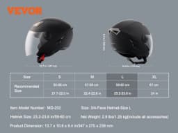 SucceBuy 3/4-Face Motorcycle Helmet , Smart Street ABS & High Density Helmet with Interchangeable Lens, Fit for Youth & Adults