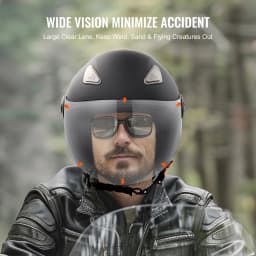 SucceBuy 3/4-Face Motorcycle Helmet , Smart Street ABS & High Density Helmet with Interchangeable Lens, Fit for Youth & Adults