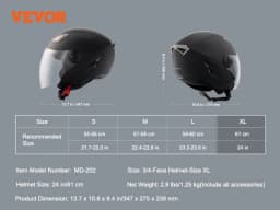 SucceBuy 3/4-Face Motorcycle Helmet , Smart Street ABS & High Density Helmet with Interchangeable Lens, Fit for Youth & Adults