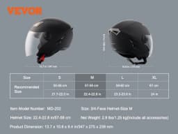 SucceBuy 3/4-Face Motorcycle Helmet , Smart Street ABS & High Density Helmet with Interchangeable Lens, Fit for Youth & Adults