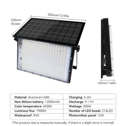 200W/150W/100W/50W/30W Solar Floodlight Outdoor Waterproof LED Spotlight with Remote Control Solar Powered Wall Lamp For Patio Garage Backyard Street