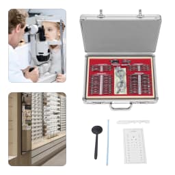 104-Piece Optometry Trial Lens Set Metal/Glass Construction for Precision Vision Testing & Refraction, Trial Lens Set Kit
