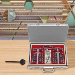 104-Piece Optometry Trial Lens Set Metal/Glass Construction for Precision Vision Testing & Refraction, Trial Lens Set Kit
