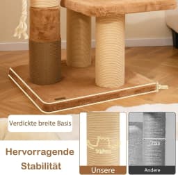 Wooden Cat Scratching Post with Platforms & Cat Bed & Fur Brush & Toy & Sisal Rope, Cat Scratching Post Cat Furniture