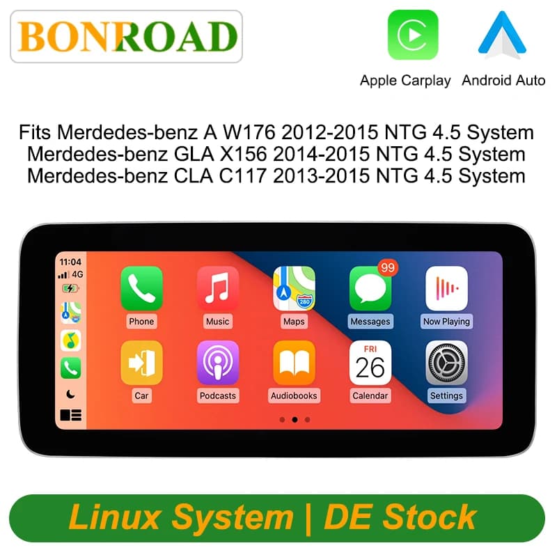 Bonroad 10.25 "Linux Wireless Carplay Android Auto Car Stereo For Mercedes-Benz A CLA GLA W176 W117 X156 2013-2015 NTG4.5 System