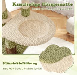 Small Cat Scratching Post with Platforms, Cat Cave & Hammock & Grooming Cat Scratching Post Wood and Plush, Cat Furniture