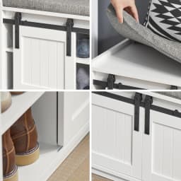 SoBuy FSR133-W shoe bench with seat, storage bench, hallway bench with sliding doors, shoe chest, shoe rack