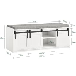 SoBuy FSR133-W shoe bench with seat, storage bench, hallway bench with sliding doors, shoe chest, shoe rack