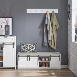 SoBuy FSR133-W shoe bench with seat, storage bench, hallway bench with sliding doors, shoe chest, shoe rack