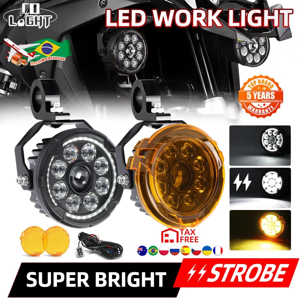 CO LIGHT New 5" LED Work Light High Low Beam DRL Fog lights Strobe Driving Lamp For BMW Motorcycle SUV ATV UTV Truck Car 10-80V