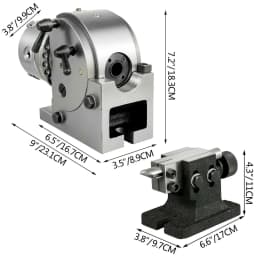 SucceBuy Dividing Head 4-In Indexing Head Milling 100MM Semi-Universal 3 jaw Chuck Dividing Head Set for Precision Rotary Table