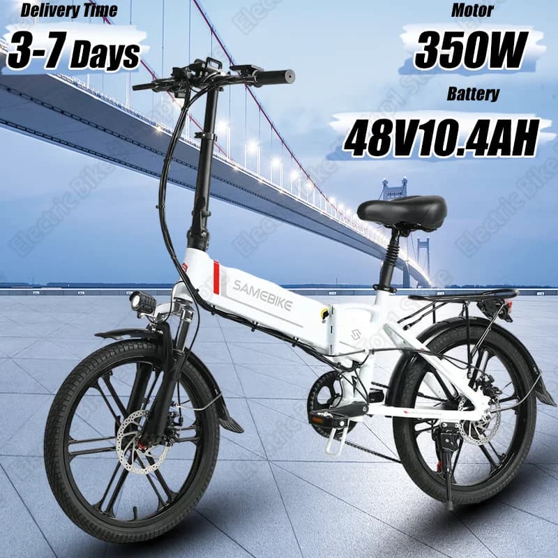 Electric Bike 350W Brushless Motor 48V10.4AH Built-in Lithium Battery Folding Ebike 20-inch Tire Aluminum Alloy Electric Bicycle