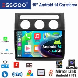 ESSGOO For VW Touran 1T1 1T2 1T3 2003-2010 10.1" Android 14 Wireless Carplay Car stereo radio GPS NAV WIFI SWC BT Mirror link FM
