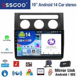 ESSGOO For VW Touran 1T1 1T2 1T3 2003-2010 10.1" Android 14 Wireless Carplay Car stereo radio GPS NAV WIFI SWC BT Mirror link FM
