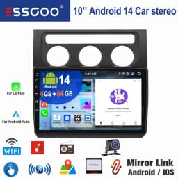 ESSGOO For VW Touran 1T1 1T2 1T3 2003-2010 10.1" Android 14 Wireless Carplay Car stereo radio GPS NAV WIFI SWC BT Mirror link FM
