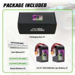 OVONIC 11.1V 150C 850mAh 6S LiPo Battery with XT30 Plug for 90-180mm Brushless FPV Drones Cinelog & Protek 25