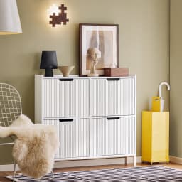 SoBuy FSR177-L 4 flap shoe cabinet narrow shoe rack 4 shelf surface shoe chest of drawers shoe shelf