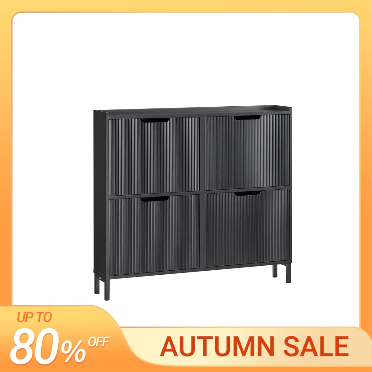 SoBuy FSR177-L 4 flap shoe cabinet narrow shoe rack 4 shelf surface shoe chest of drawers shoe shelf