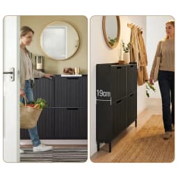 SoBuy FSR177-L 4 flap shoe cabinet narrow shoe rack 4 shelf surface shoe chest of drawers shoe shelf