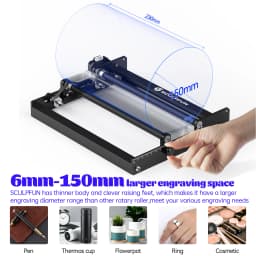 SCULPFUN Laser Rotary Roller Laser Engraver Y-axis Rotary Roller 360° Rotating for 6-150mm Different Engraving Diameter for Las