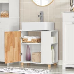 SoBuy BZR75-W washbasin under wardrobe bathroom bathroom wardrobe under wardrobe bathroom furniture White-natural BHT approx.: 60x60x29cm