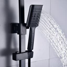 (Black) Rain Shower System with Thermostat Shower Set, Overhead Shower Hand Shower Stainless Steel Shower Set, Rod 90-110 cm