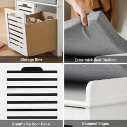 Sobuy Fsr23-K Modern Shoe Storage Chest Seating Dresser with 2 Baskets Seat Bench Shoe Cabinet with Seat Cushion Game Chest