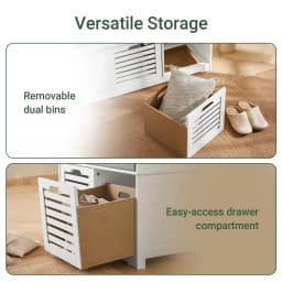 Sobuy Fsr23-K Modern Shoe Storage Chest Seating Dresser with 2 Baskets Seat Bench Shoe Cabinet with Seat Cushion Game Chest