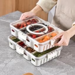 Fridge Organizer With Lids, Food Case With 4 Compartments PET Removable Containers For Food And Storage Universal