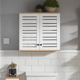 SoBuy BZR42-W Hanging wardrobe with Slat Doors Wall Cabinet Hanging wardrobe Kitchen wardrobe Medicine wardrobe Bathroom furniture