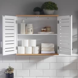 SoBuy BZR42-W Hanging wardrobe with Slat Doors Wall Cabinet Hanging wardrobe Kitchen wardrobe Medicine wardrobe Bathroom furniture
