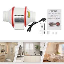 220V 4 Inches Exhaust Fans| 310 m³/h Remote Pipe Duct Fan| Bathroom Extractor Ventilation Kitchen Toilet Ventilator | 2 Speeds