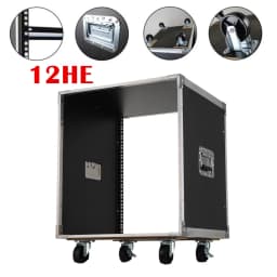 12U Portable Rolling Network Rack Built-in Handles Swivel Caster Wheels Outdoor Wedding Audio Video Telecom Equipment Rack