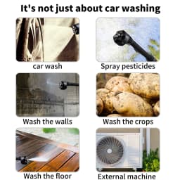 Battery Pressure wash with multi-Function 6-in-1 Nozzle and 180-Degree Rotation Function for Car Patio Lawn Washing Car
