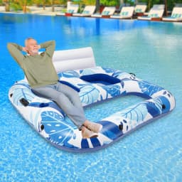 U-Shaped Backrest Design 2 Person Inflatable Pool Lounger Float with a Cup Holder for Summer Pool Party Beach Lake and Vacation