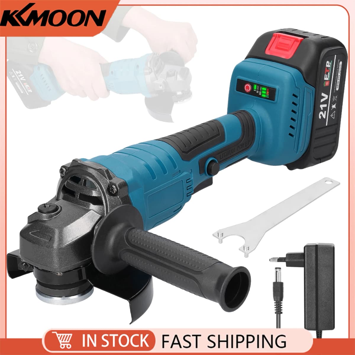 21V 125mm M14 Brushless Angle Grinder Grinding Tool Cutting Machine Power Tool for Cutting Polishing Ceramic Tile Wood Stone
