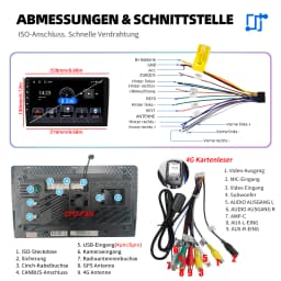 ESSGOO 9" QLED Screen 2DIN Android 14 6+128G Car Stereo Radio Wireless Carplay Android Auto BT GPS NAVI RDS 4G WiFi FM Head Unit