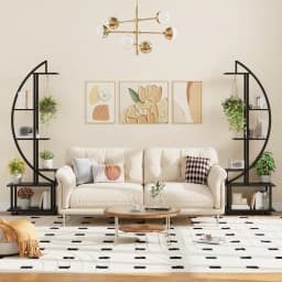 6-Tier 69.2'' Tall Half Moon Plant Stand with Drawers, Metal Indoor Plant Shelf Rack for Multiple Plants, Sturdy Tiered Circle