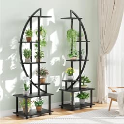 6-Tier 69.2'' Tall Half Moon Plant Stand with Drawers, Metal Indoor Plant Shelf Rack for Multiple Plants, Sturdy Tiered Circle