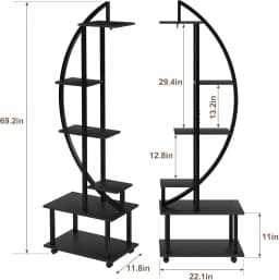 6-Tier 69.2'' Tall Half Moon Plant Stand with Drawers, Metal Indoor Plant Shelf Rack for Multiple Plants, Sturdy Tiered Circle