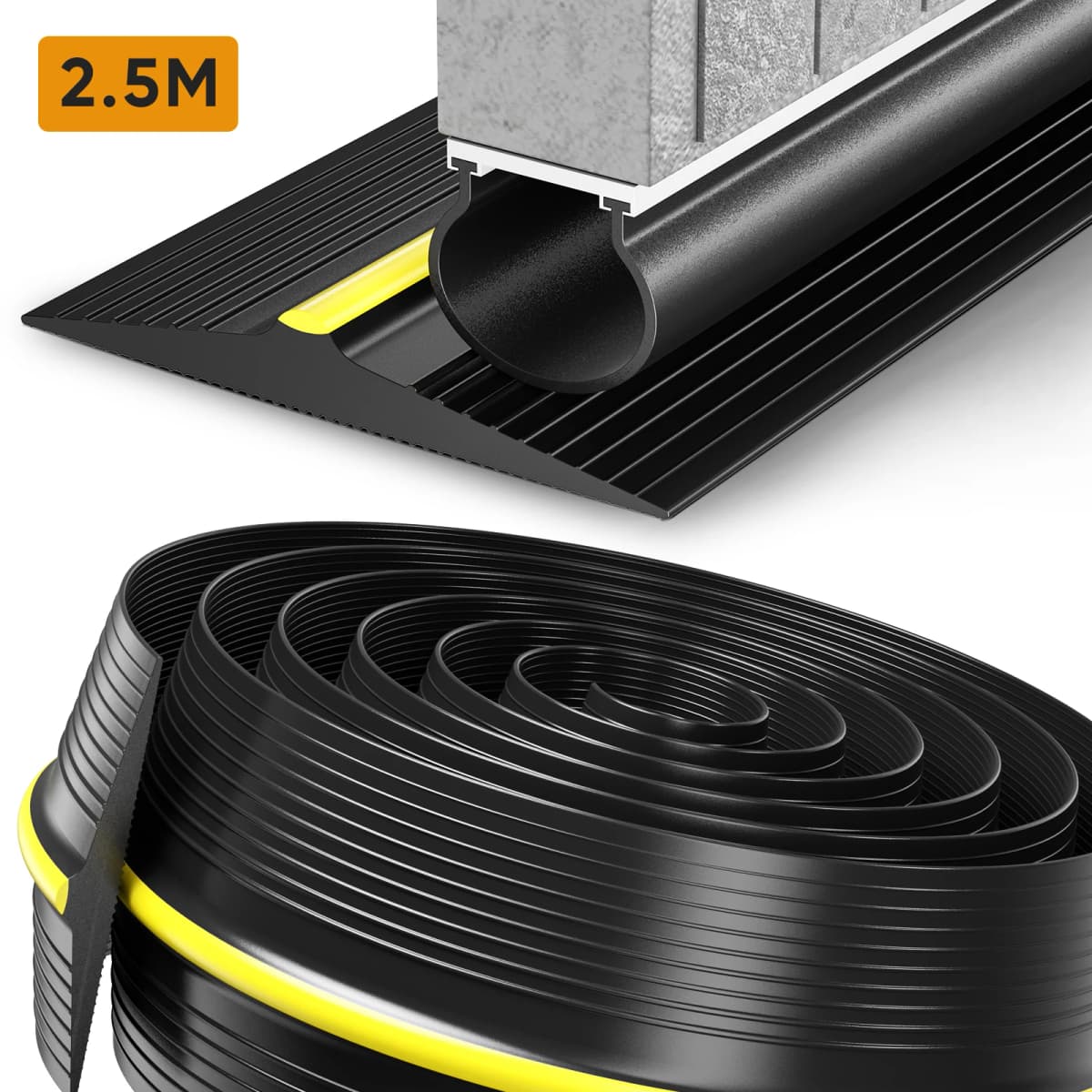 Garage Door Seal 2.5/4.8M Universal Threshold Seal Weatherproof Floor Seal Rubber DIY Seal Replacement for Garage Doors Perfect