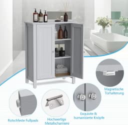Bathroom Cabinet,Side Cabinet,Chest of Drawers Sideboard with Double Door and Adjustable Shelf,Storage Cabinet,60x30x80.5cm
