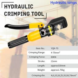 4/6/10/16/25/35/50/70/95/120/150/185/240/300mm² Hydraulic Clamp Home Hydraulic Crimping Tool DIY Cable Wiring Crimping Plier Cordless Hydraulic Press Hydraulic Tongs 4-70mm² Or 16-300mm²Pliers Hydraulic Pliers DIY Cable Terminal Crimping Pliers C Type Hot