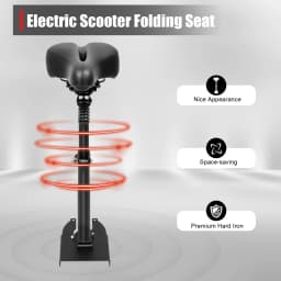Folding Electric Scooter Saddle, Adjustable E-Scooter Seat, Shock Absorbing Seat, Scooter Accessory, Adjustable Height 50-68cm