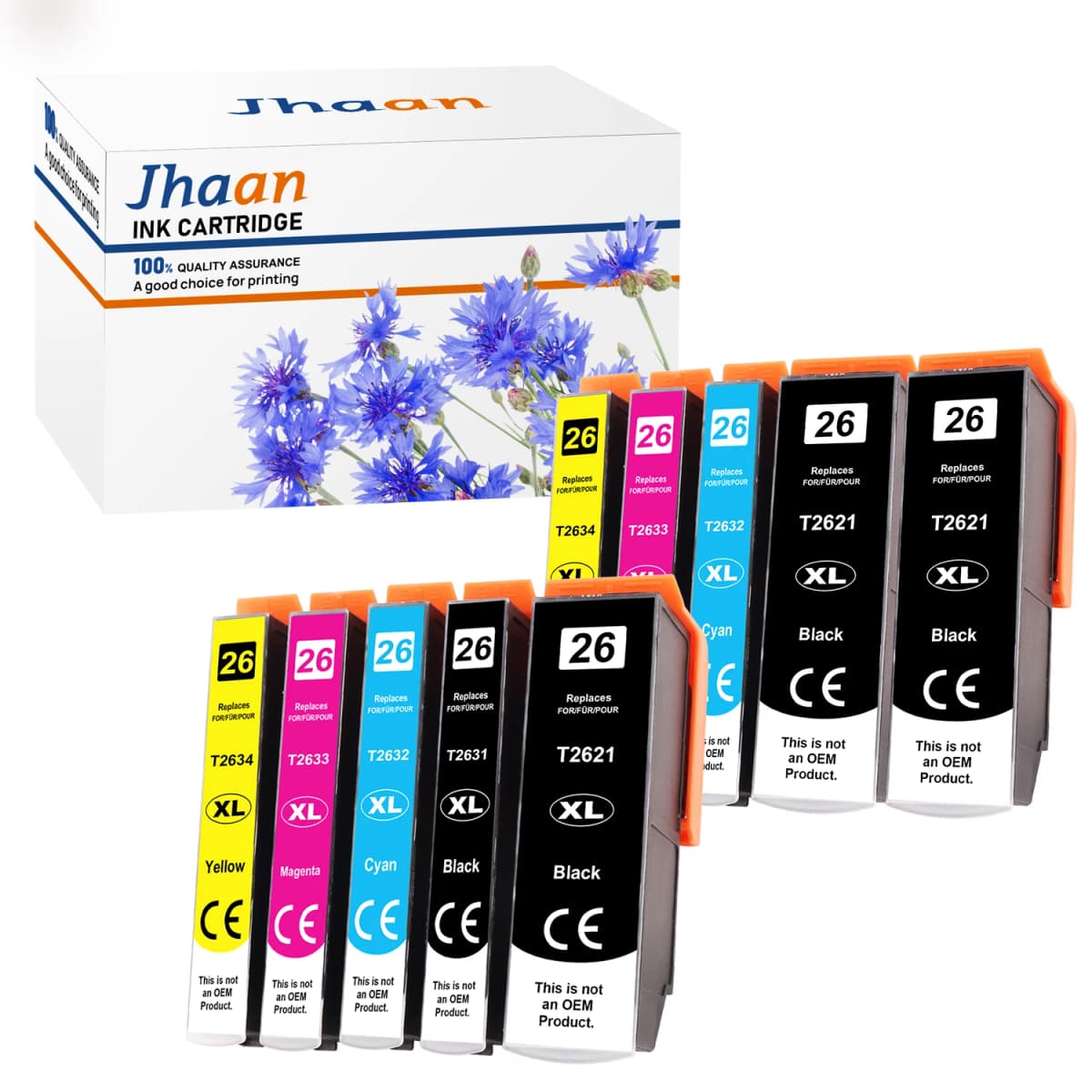 Jhaan 26XL T2621 T2631 T2632 T2633 T2634XL Compatible with 26 XL for Expression Premium XP-600 XP-620 XP-510 XP-520 XP-820