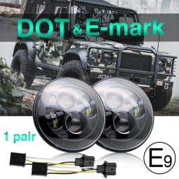 UNISHINE 7 Inch Led Auto Headlight Motorcycle LED Headlight 6000K Angel Eyes for Car Harley Honda Yamaha Lada Niva Headlamp off-road use