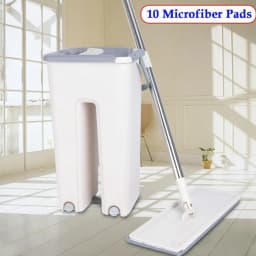 Mop Set with Bucket Floor Mop Set 10 Microfibre Pads Cleaning Cloths