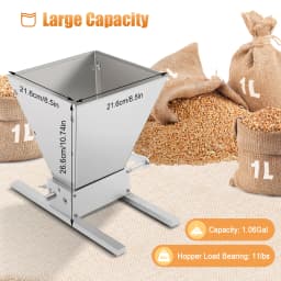 4L Manual Malt Mill Stainless Steel Malt Crusher Heavy Duty Homebrew Grain Crusher Adjustable Barley Grinder